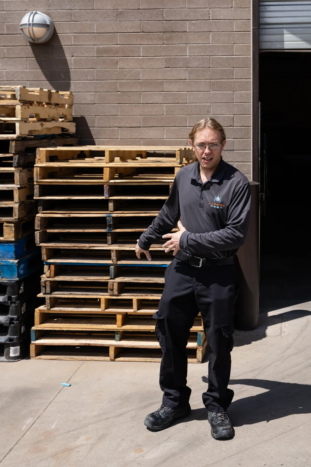 Pest control inspection at a food processing plant receiving and loading dock